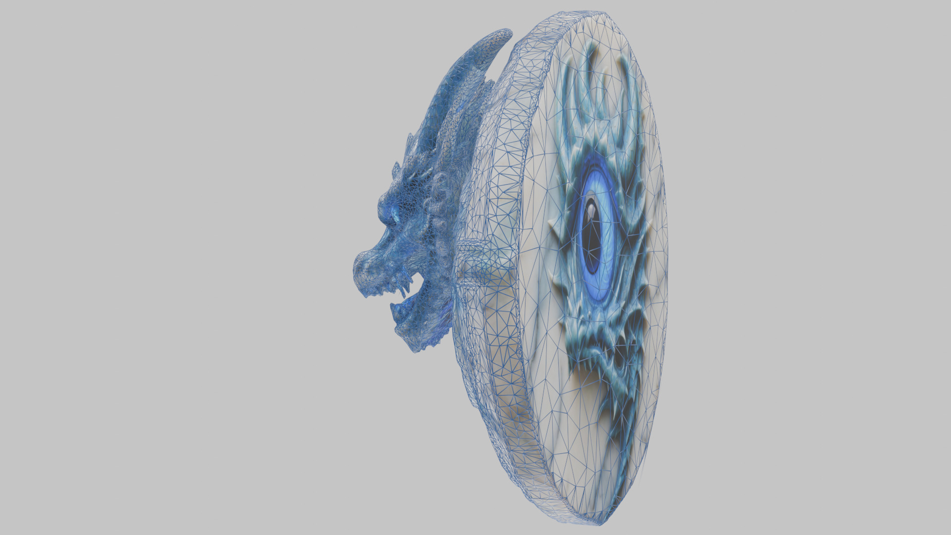 Medieval Dragon Head Bust Marble Sculpture Low-poly 3D model_8