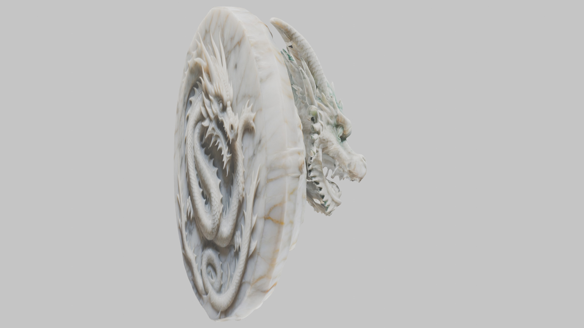 Medieval Dragon Head Bust Marble Sculpture Low-poly 3D model_35