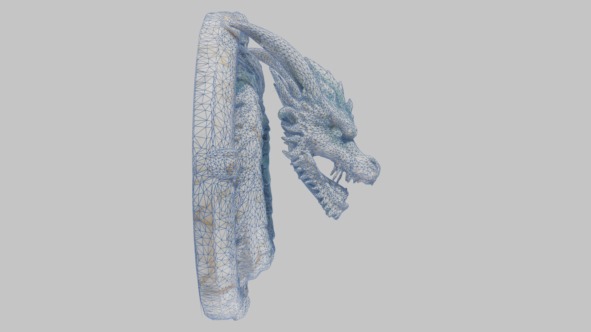 Medieval Dragon Head Bust Marble Sculpture Low-poly 3D model_63