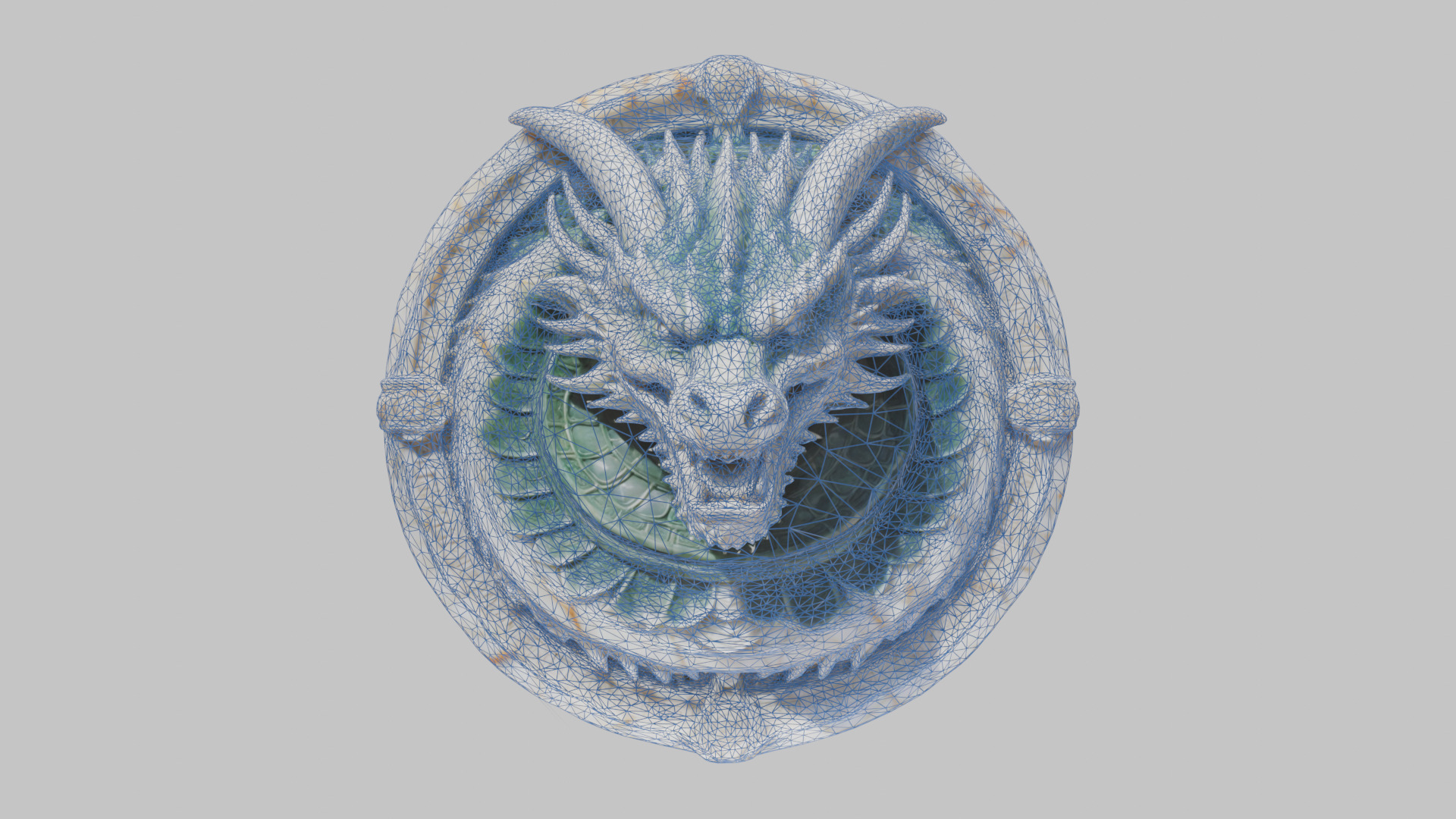 Medieval Dragon Head Bust Marble Sculpture Low-poly 3D model_50