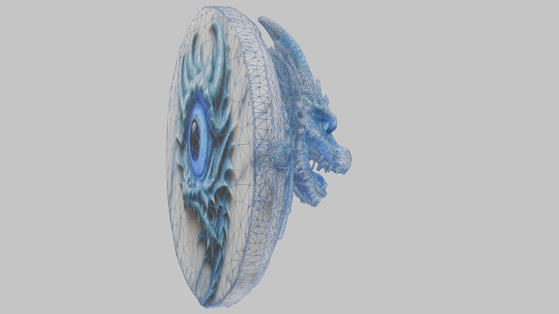 Medieval Dragon Head Bust Marble Sculpture Low-poly 3D model_5