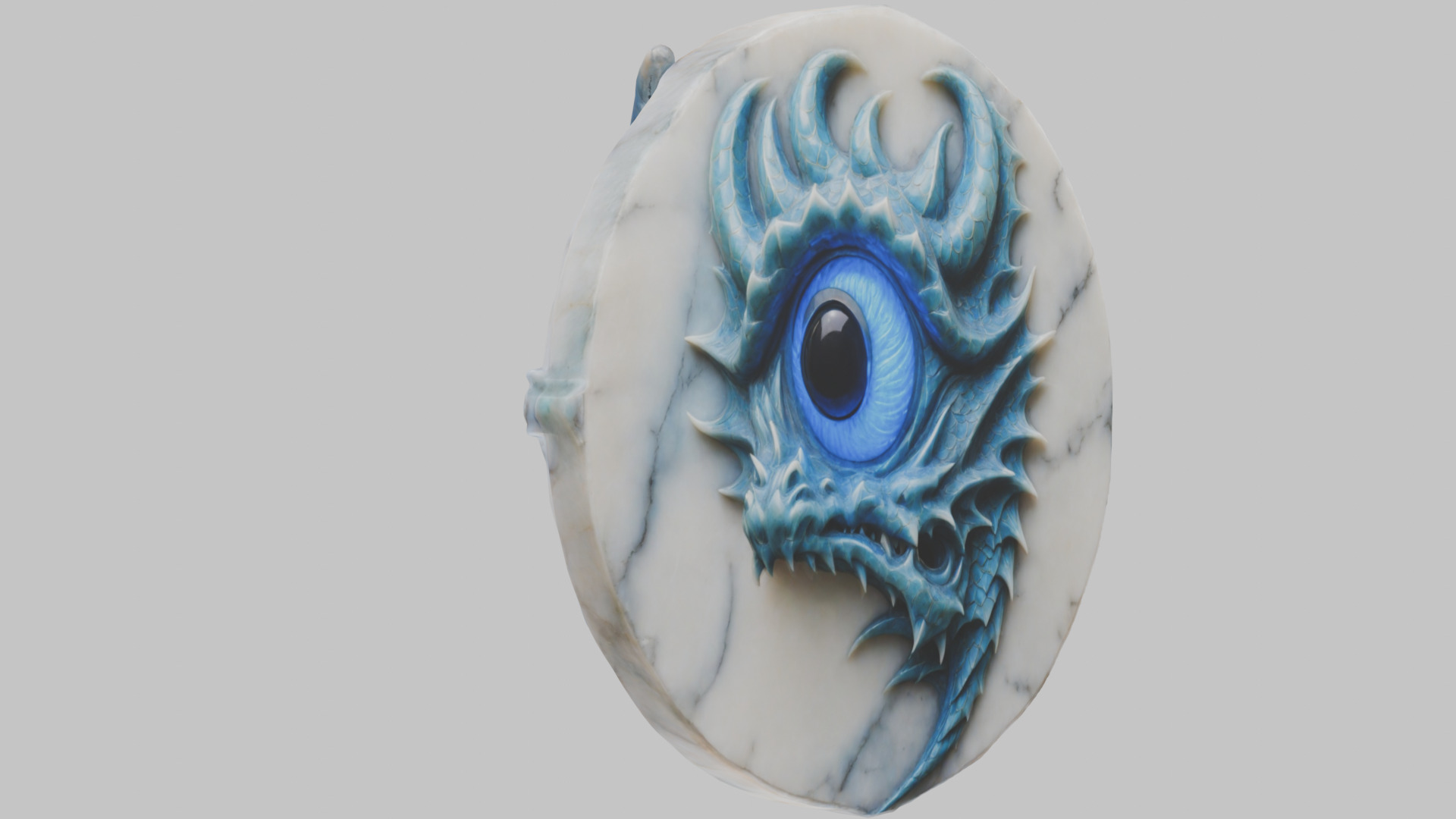 Medieval Dragon Head Bust Marble Sculpture Low-poly 3D model_16