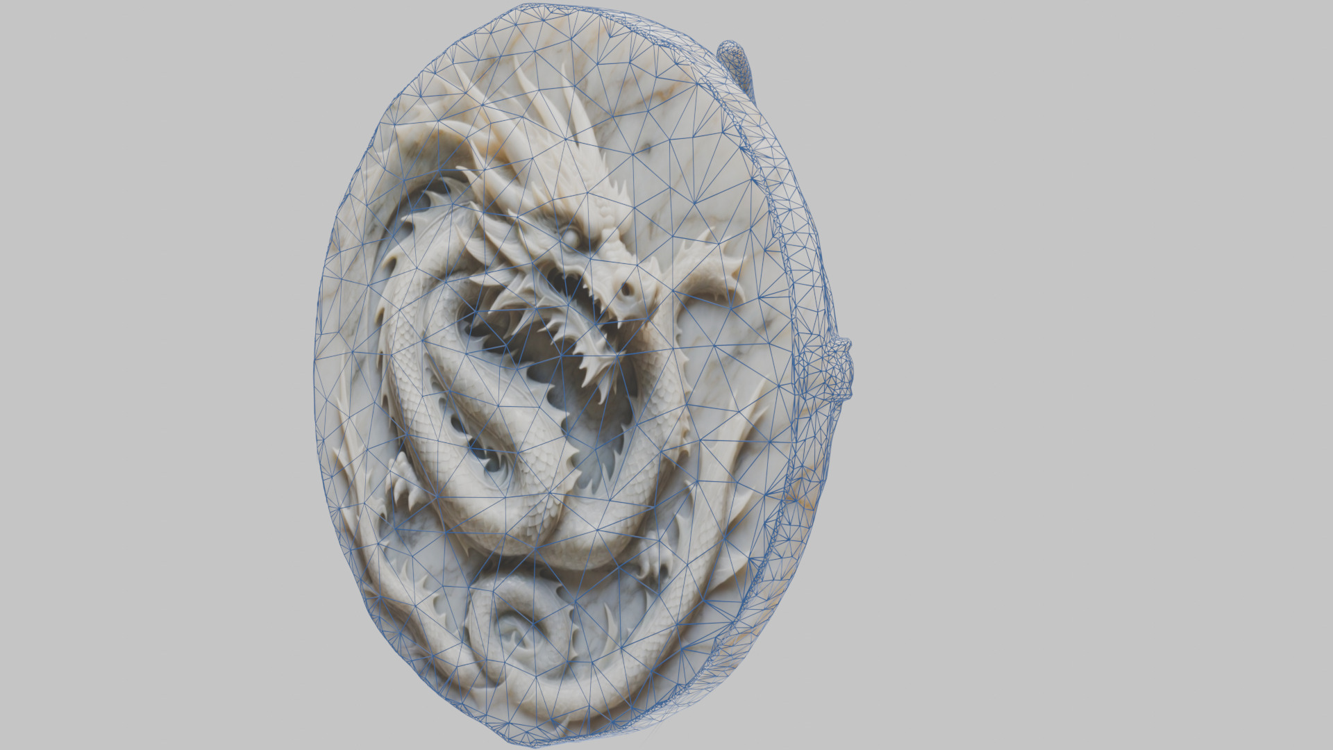 Medieval Dragon Head Bust Marble Sculpture Low-poly 3D model_56