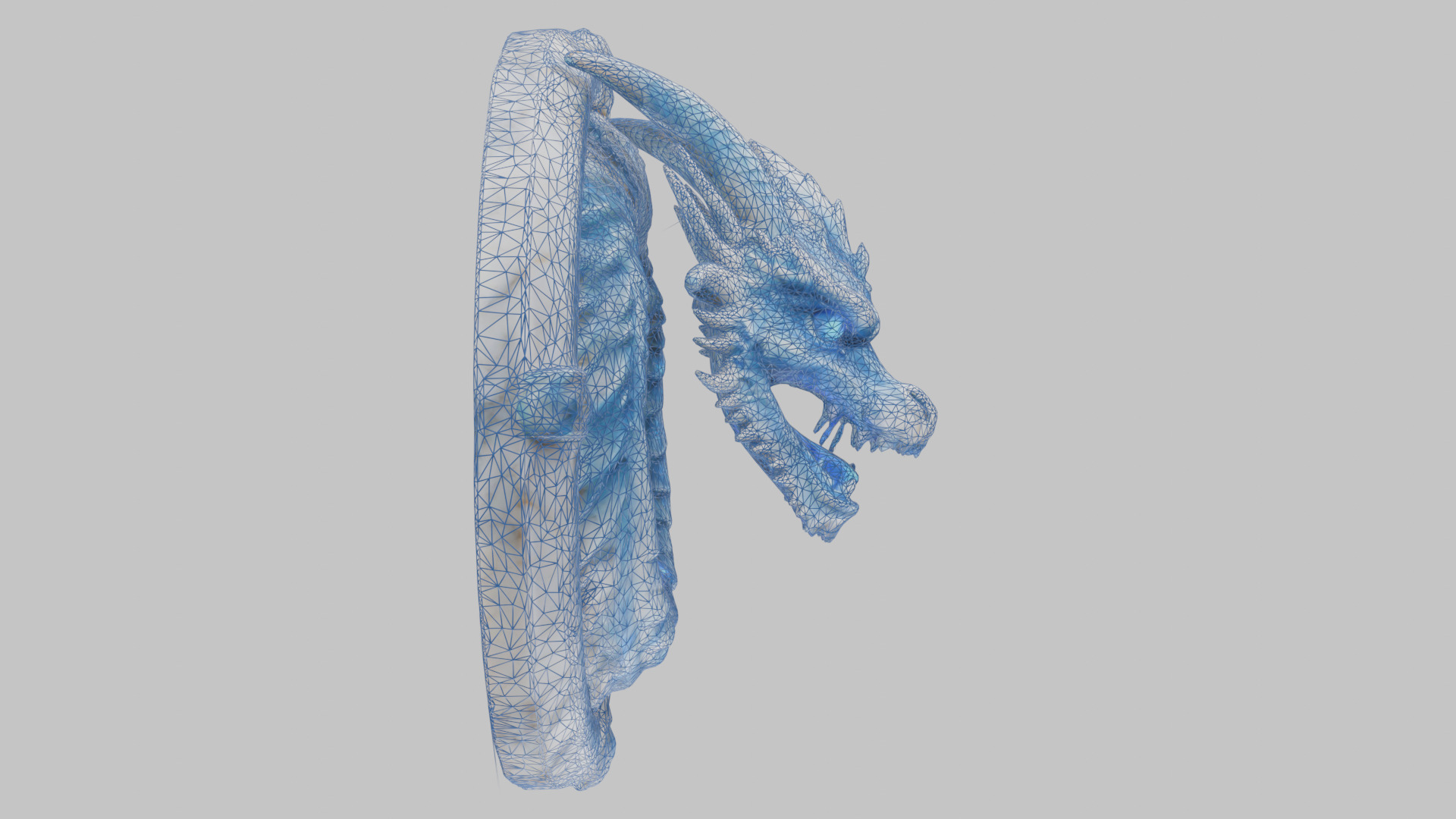 Medieval Dragon Head Bust Marble Sculpture Low-poly 3D model_41