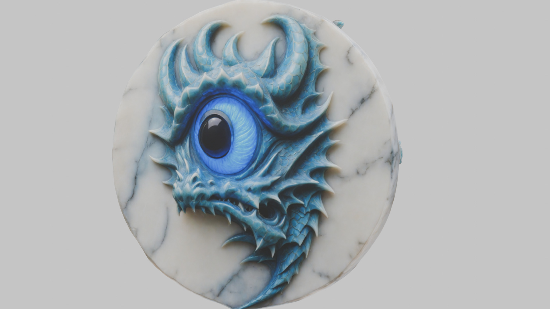 Medieval Dragon Head Bust Marble Sculpture Low-poly 3D model_14