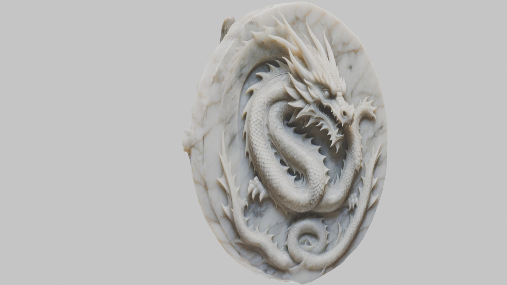 Medieval Dragon Head Bust Marble Sculpture Low-poly 3D model_42