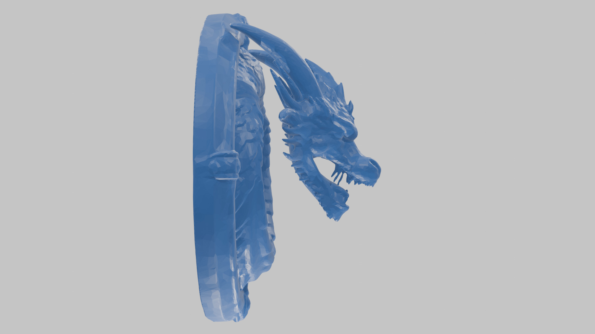 Medieval Dragon Head Bust Marble Sculpture Low-poly 3D model_67