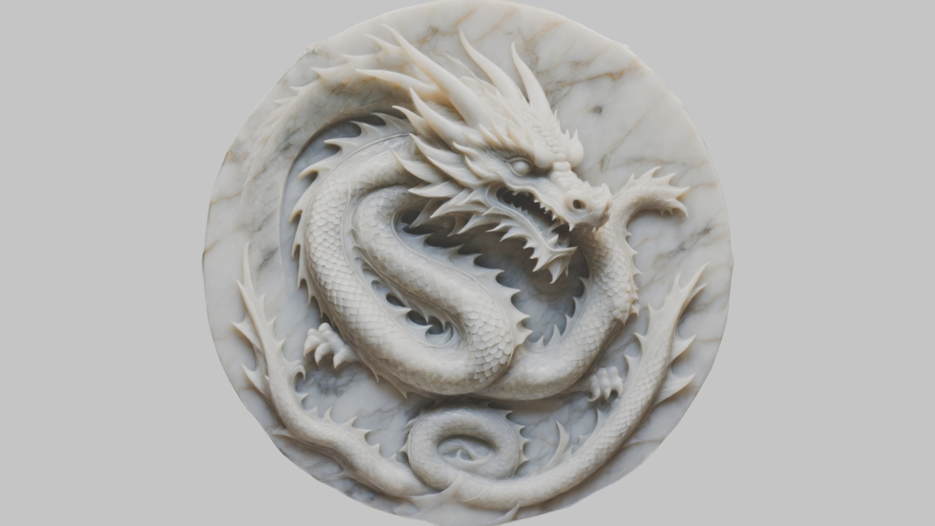Medieval Dragon Head Bust Marble Sculpture Low-poly 3D model_39