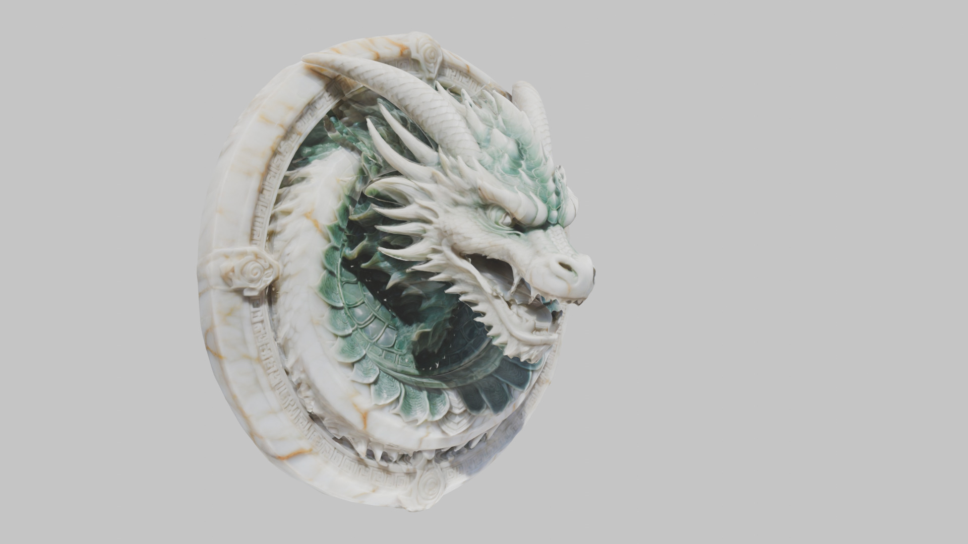 Medieval Dragon Head Bust Marble Sculpture Low-poly 3D model_31