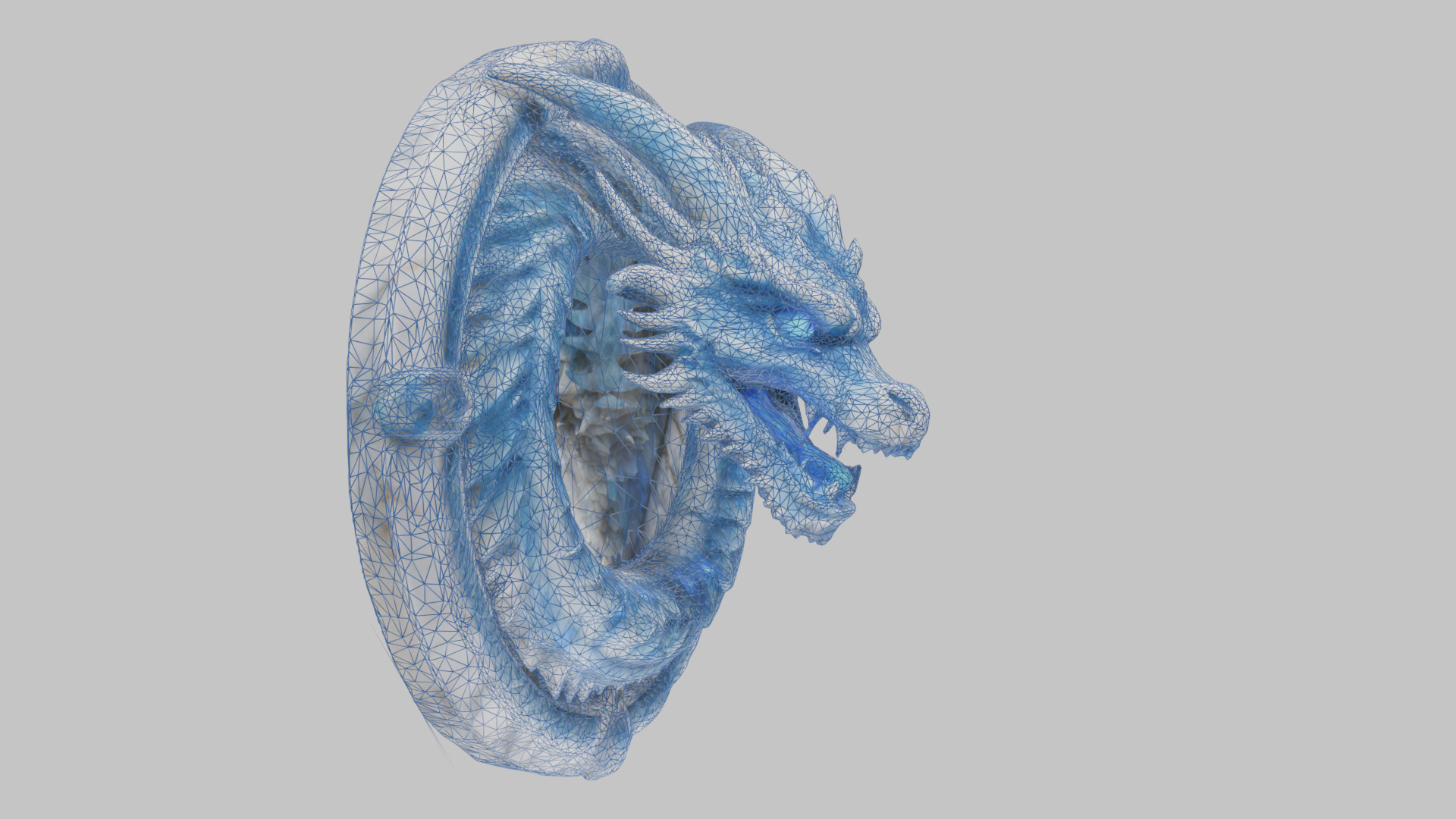 Medieval Dragon Head Bust Marble Sculpture Low-poly 3D model_22