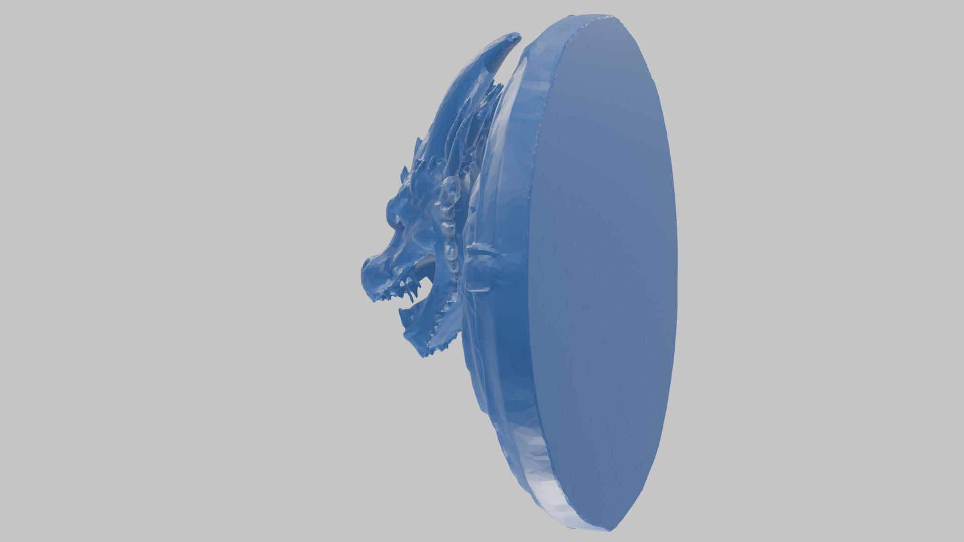 Medieval Dragon Head Bust Marble Sculpture Low-poly 3D model_73