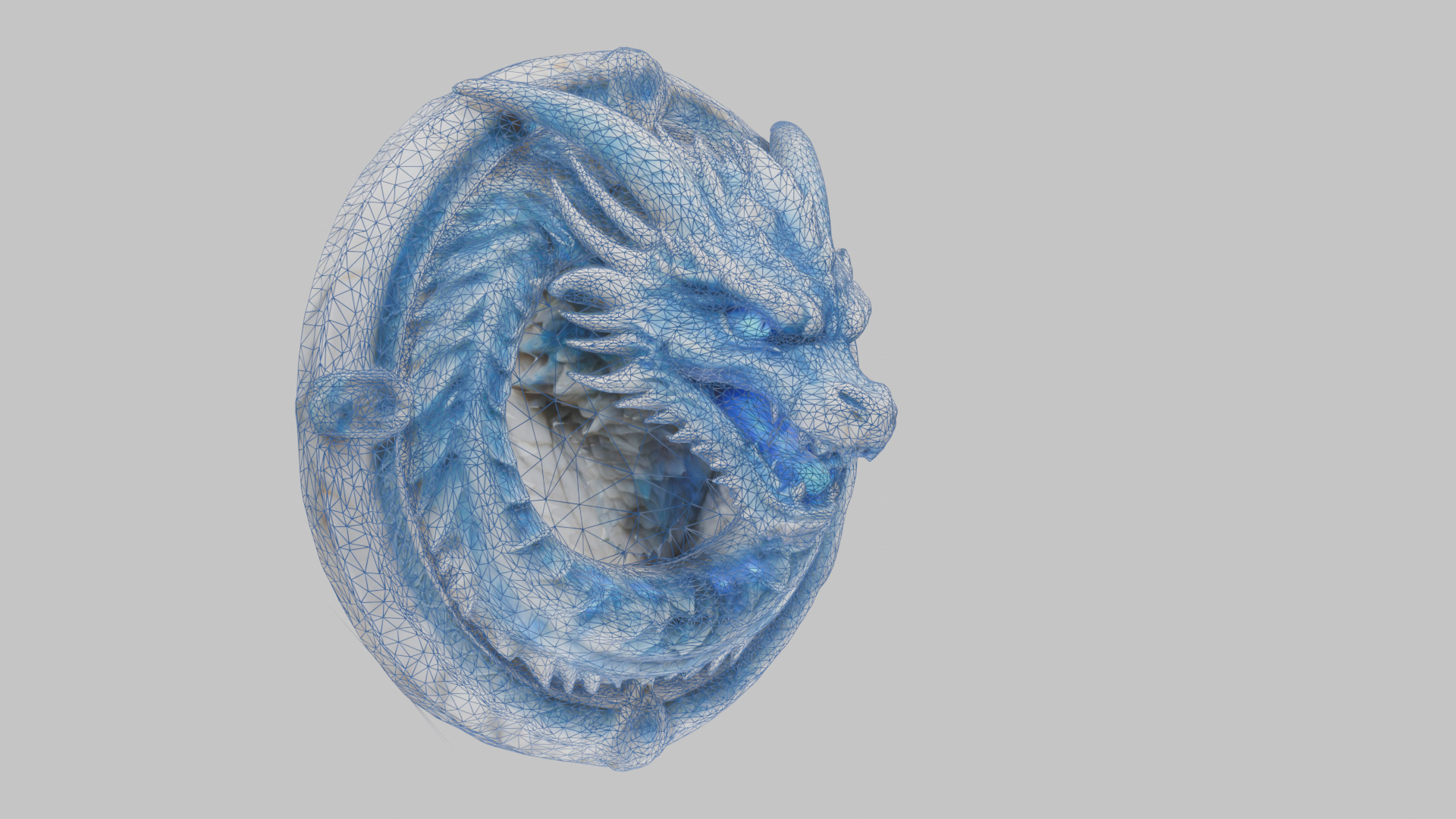 Medieval Dragon Head Bust Marble Sculpture Low-poly 3D model_20