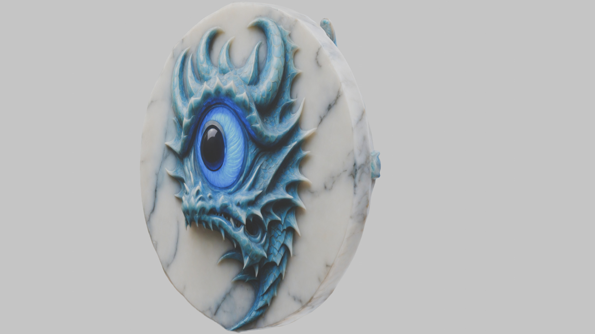 Medieval Dragon Head Bust Marble Sculpture Low-poly 3D model_10