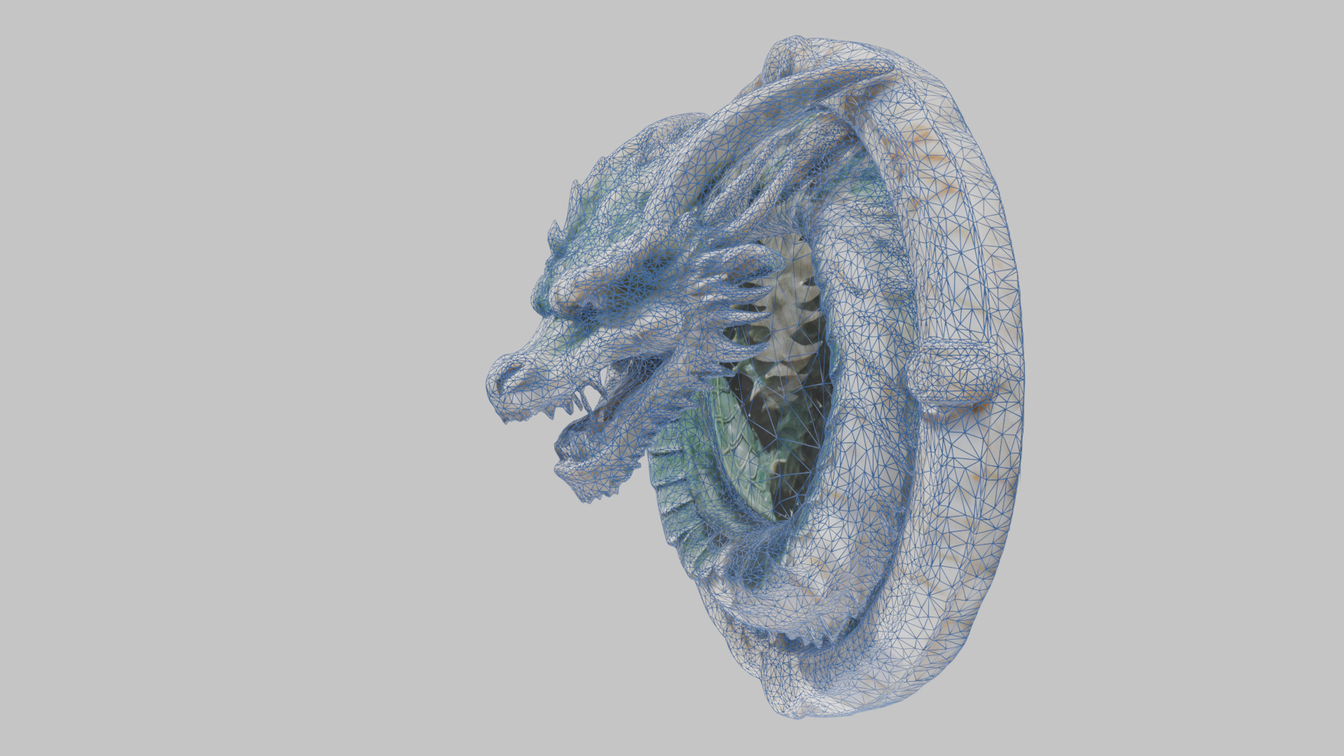 Medieval Dragon Head Bust Marble Sculpture Low-poly 3D model_60