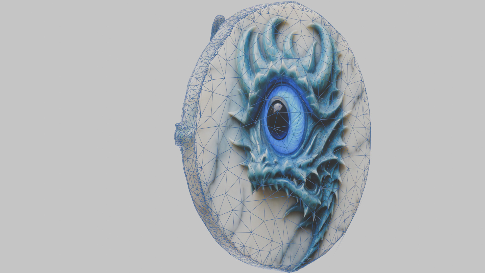 Medieval Dragon Head Bust Marble Sculpture Low-poly 3D model_25