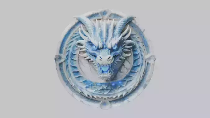 Medieval Dragon Head Bust Marble Sculpture Low-poly 3D model