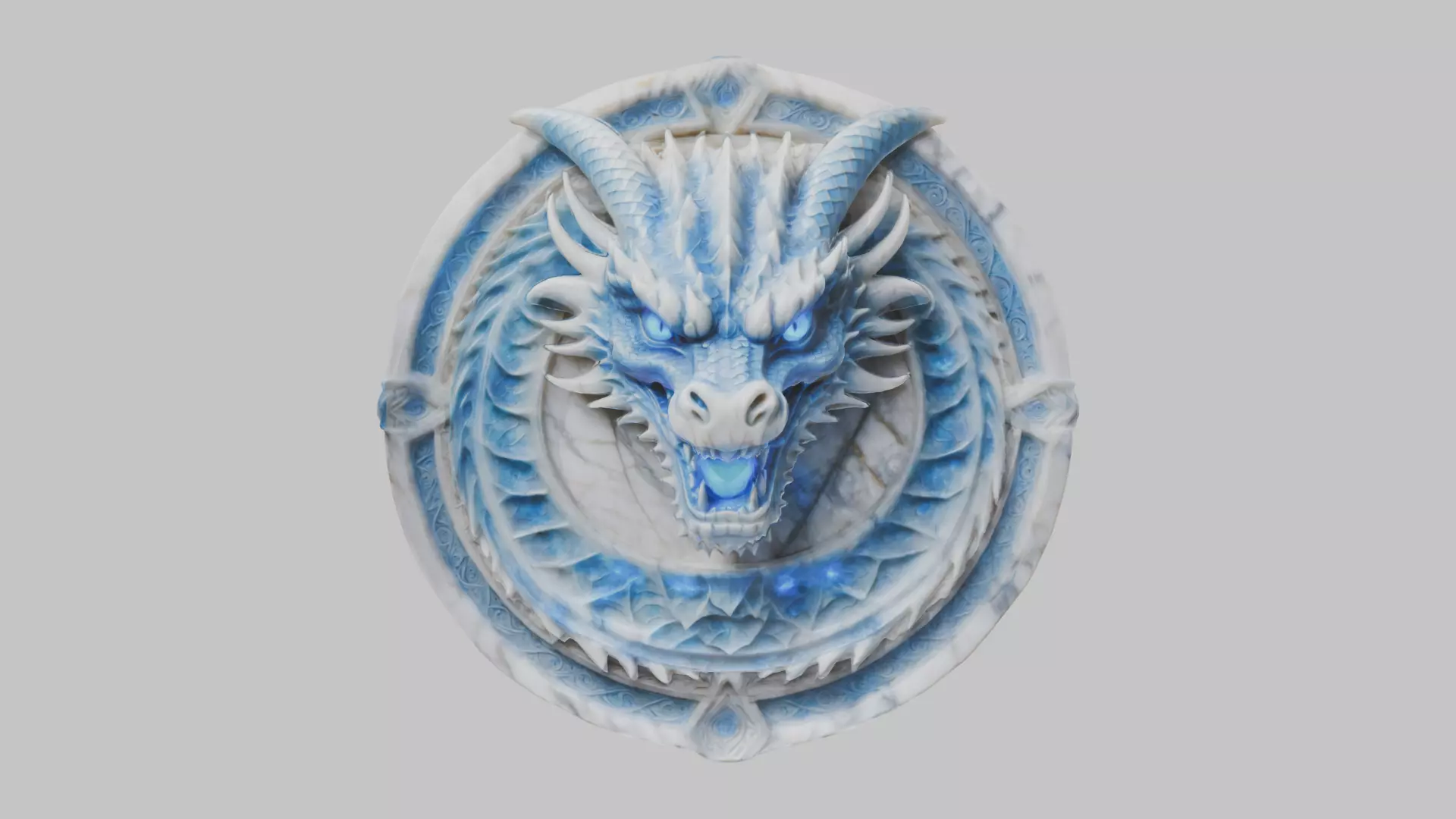 Medieval Dragon Head Bust Marble Sculpture Low-poly 3D model_0