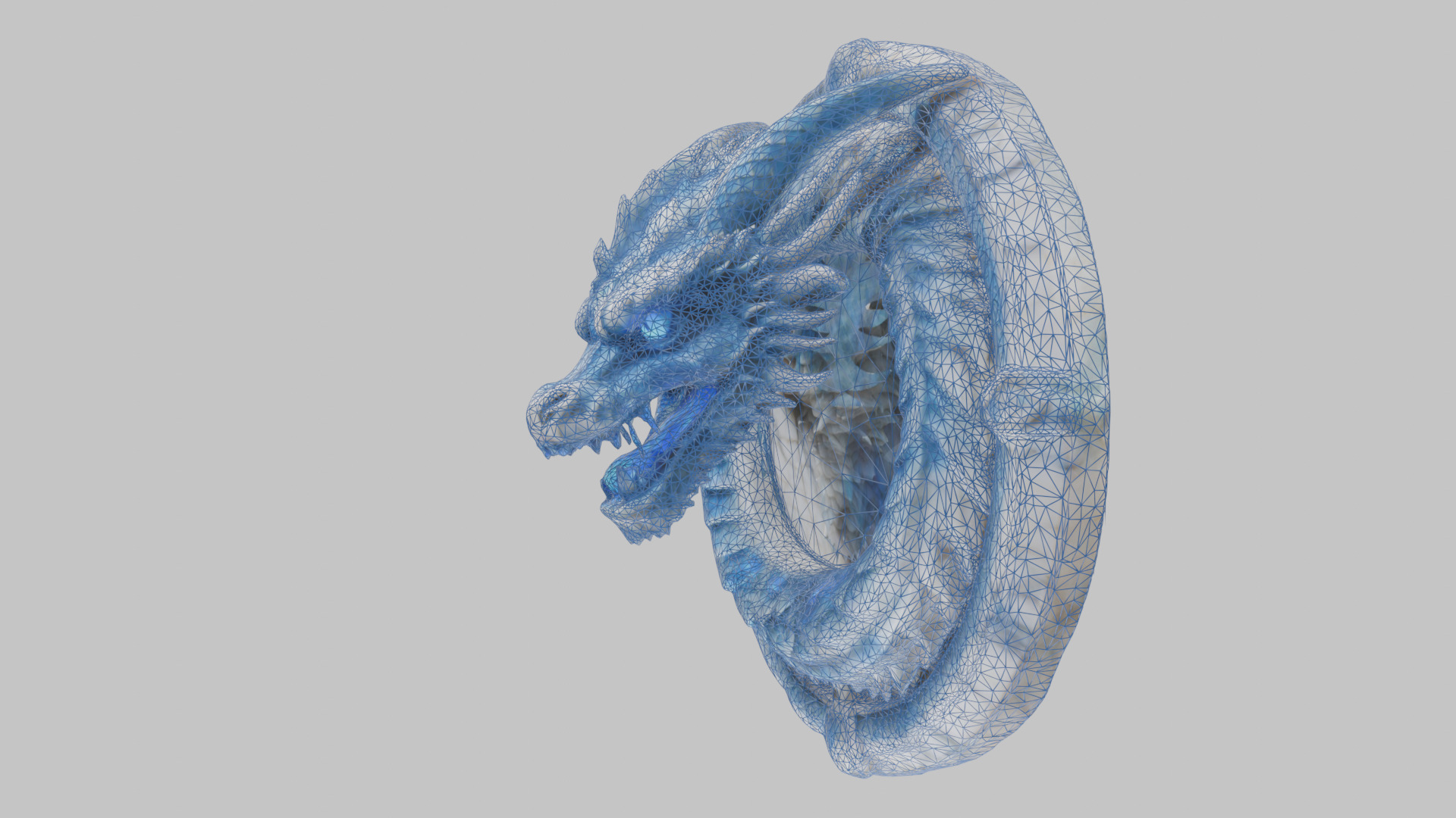 Medieval Dragon Head Bust Marble Sculpture Low-poly 3D model_24