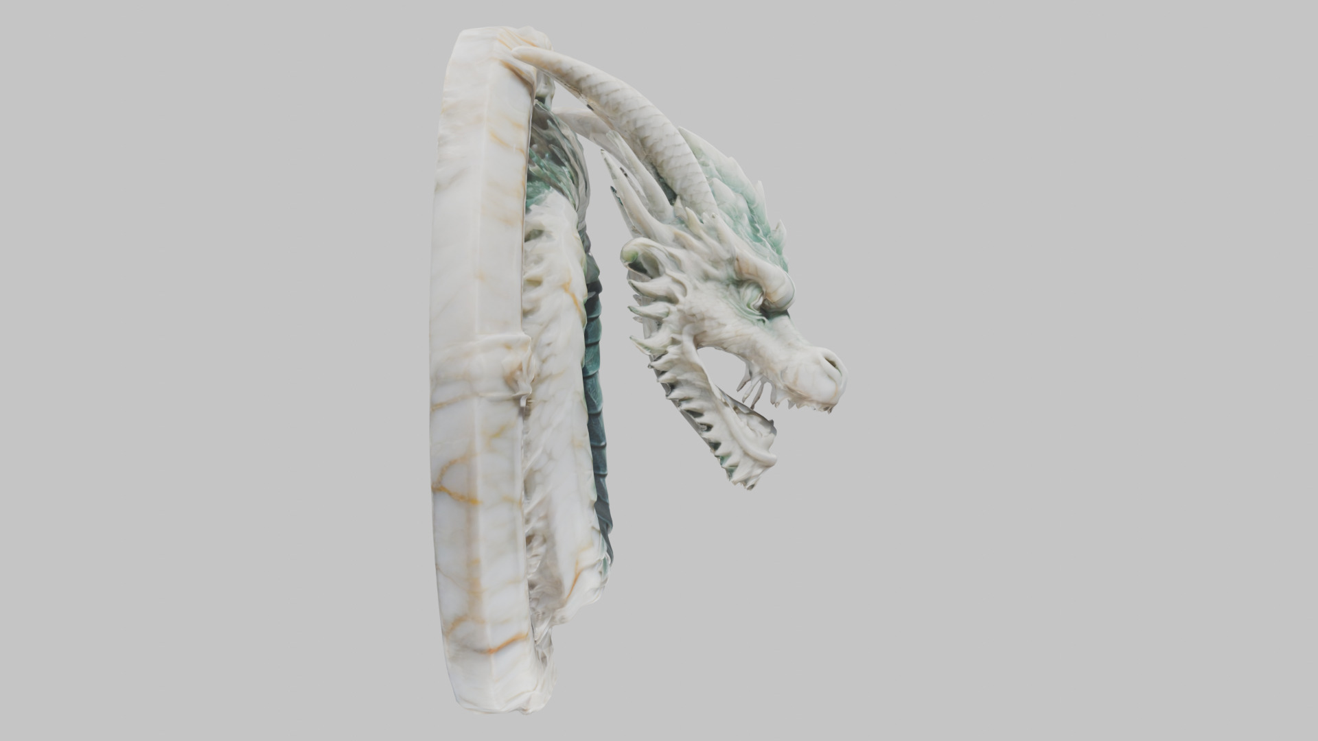 Medieval Dragon Head Bust Marble Sculpture Low-poly 3D model_34