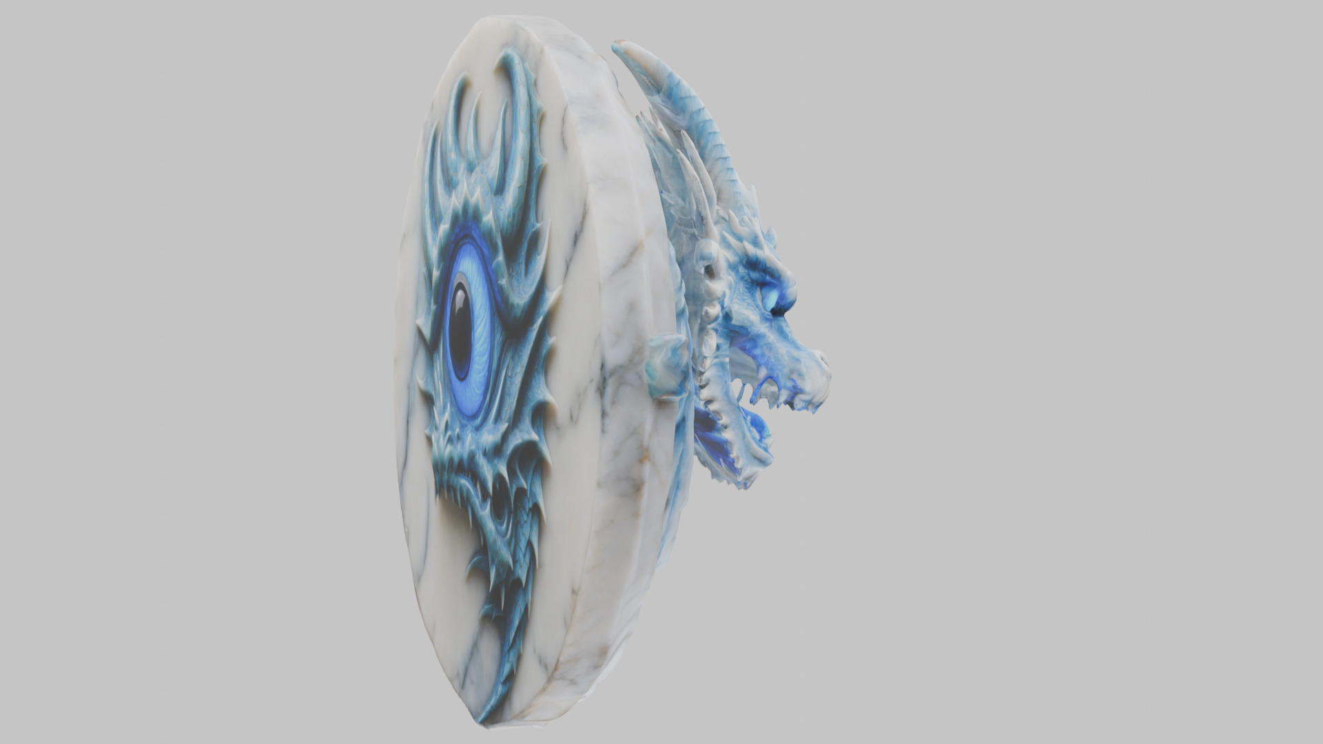 Medieval Dragon Head Bust Marble Sculpture Low-poly 3D model_7