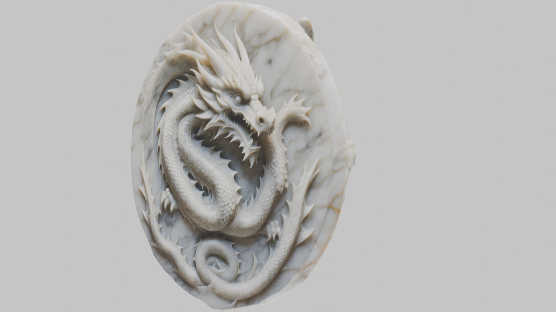 Medieval Dragon Head Bust Marble Sculpture Low-poly 3D model_36