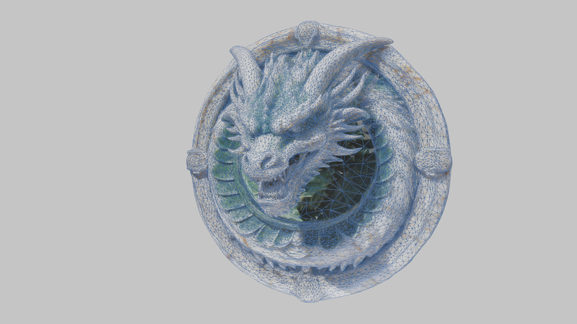 Medieval Dragon Head Bust Marble Sculpture Low-poly 3D model_51