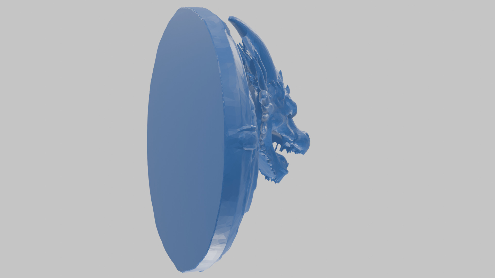 Medieval Dragon Head Bust Marble Sculpture Low-poly 3D model_78