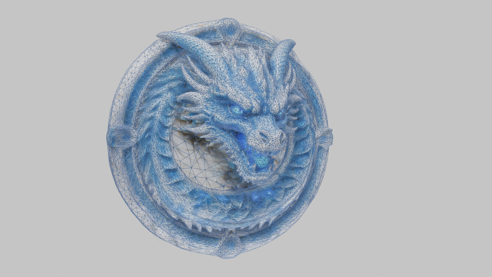 Medieval Dragon Head Bust Marble Sculpture Low-poly 3D model_18