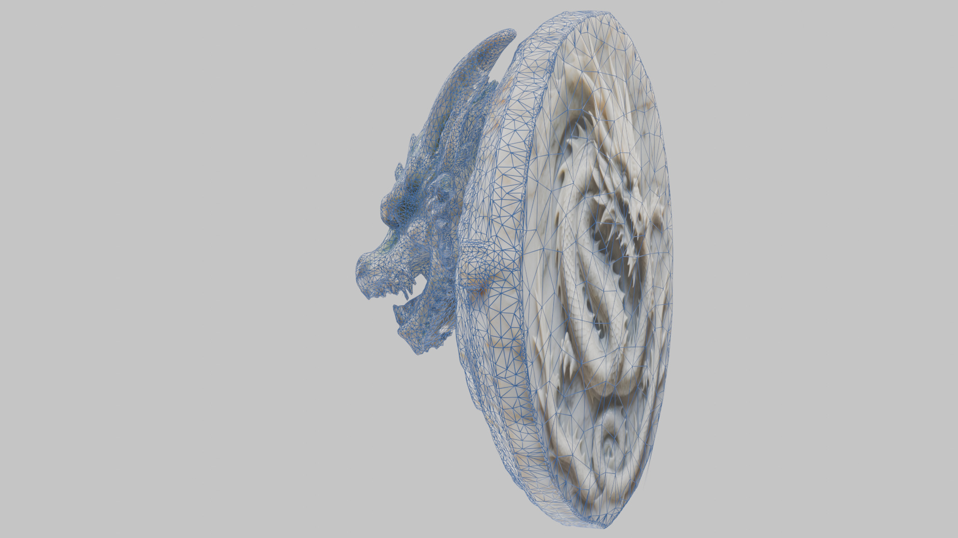 Medieval Dragon Head Bust Marble Sculpture Low-poly 3D model_49