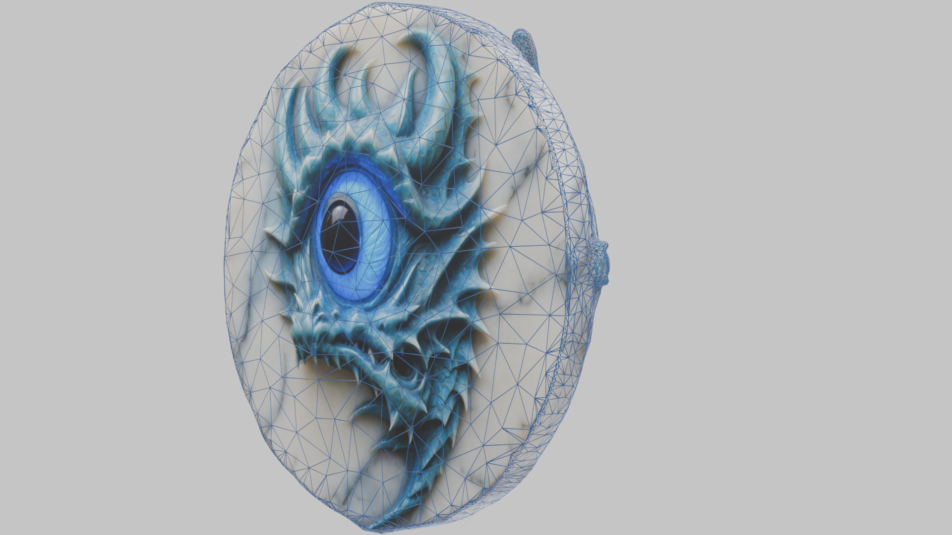 Medieval Dragon Head Bust Marble Sculpture Low-poly 3D model_21