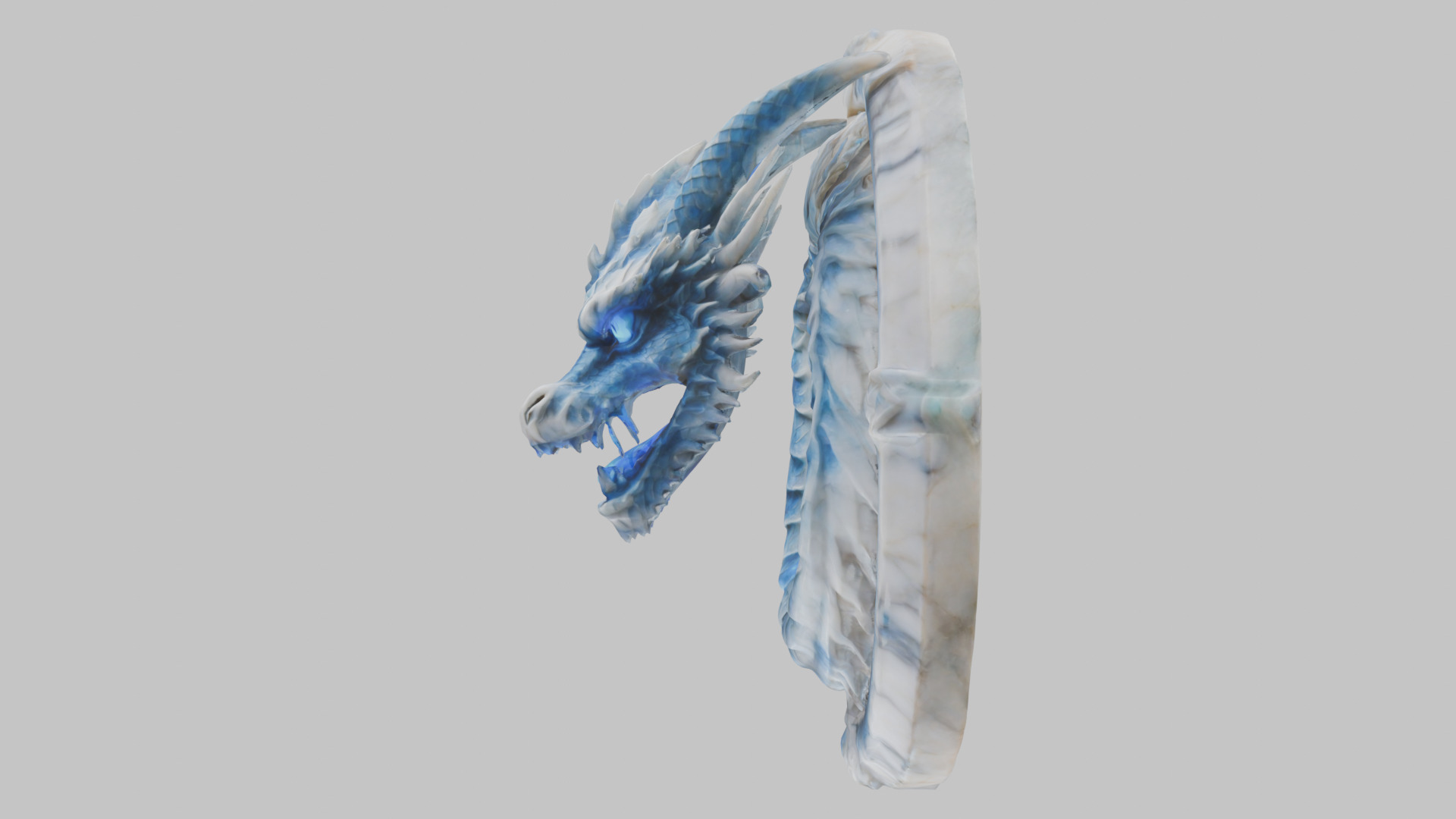 Medieval Dragon Head Bust Marble Sculpture Low-poly 3D model_40