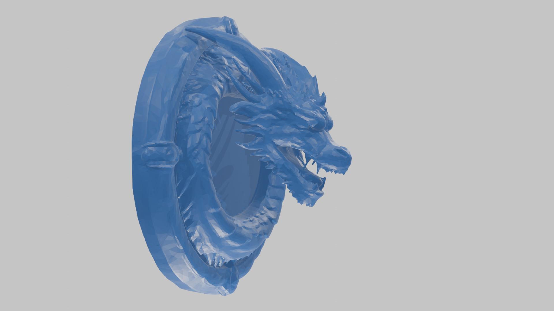 Medieval Dragon Head Bust Marble Sculpture Low-poly 3D model_79