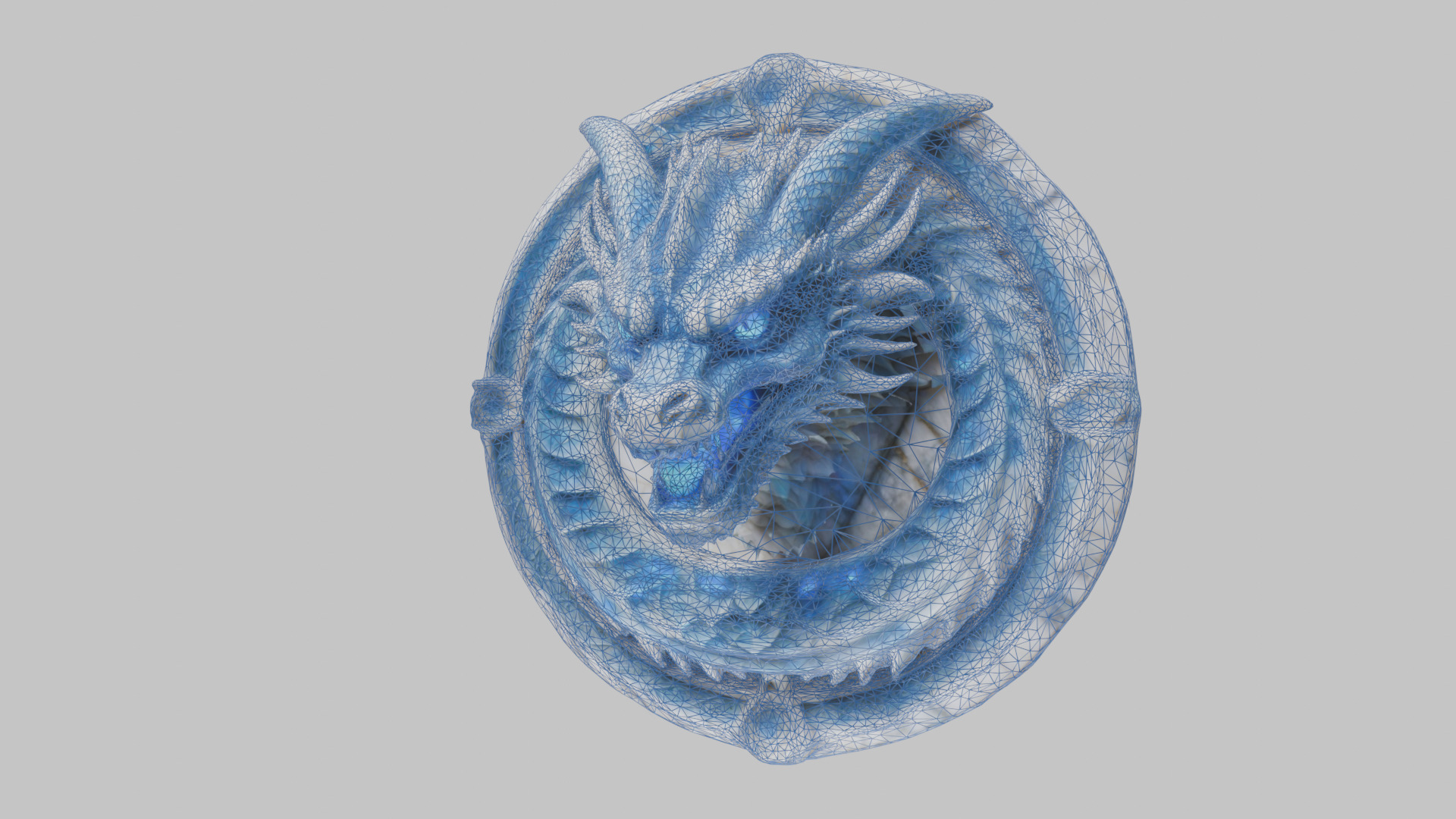 Medieval Dragon Head Bust Marble Sculpture Low-poly 3D model_28