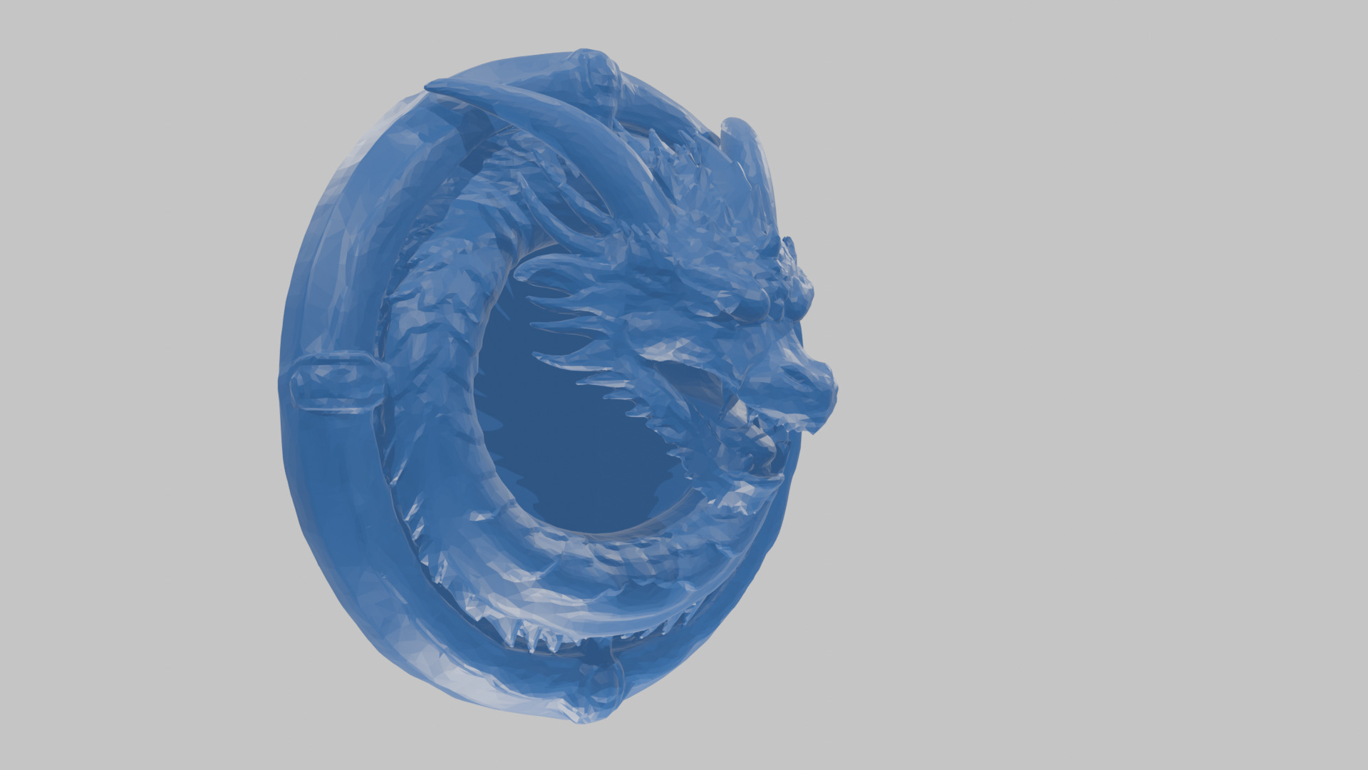 Medieval Dragon Head Bust Marble Sculpture Low-poly 3D model_64