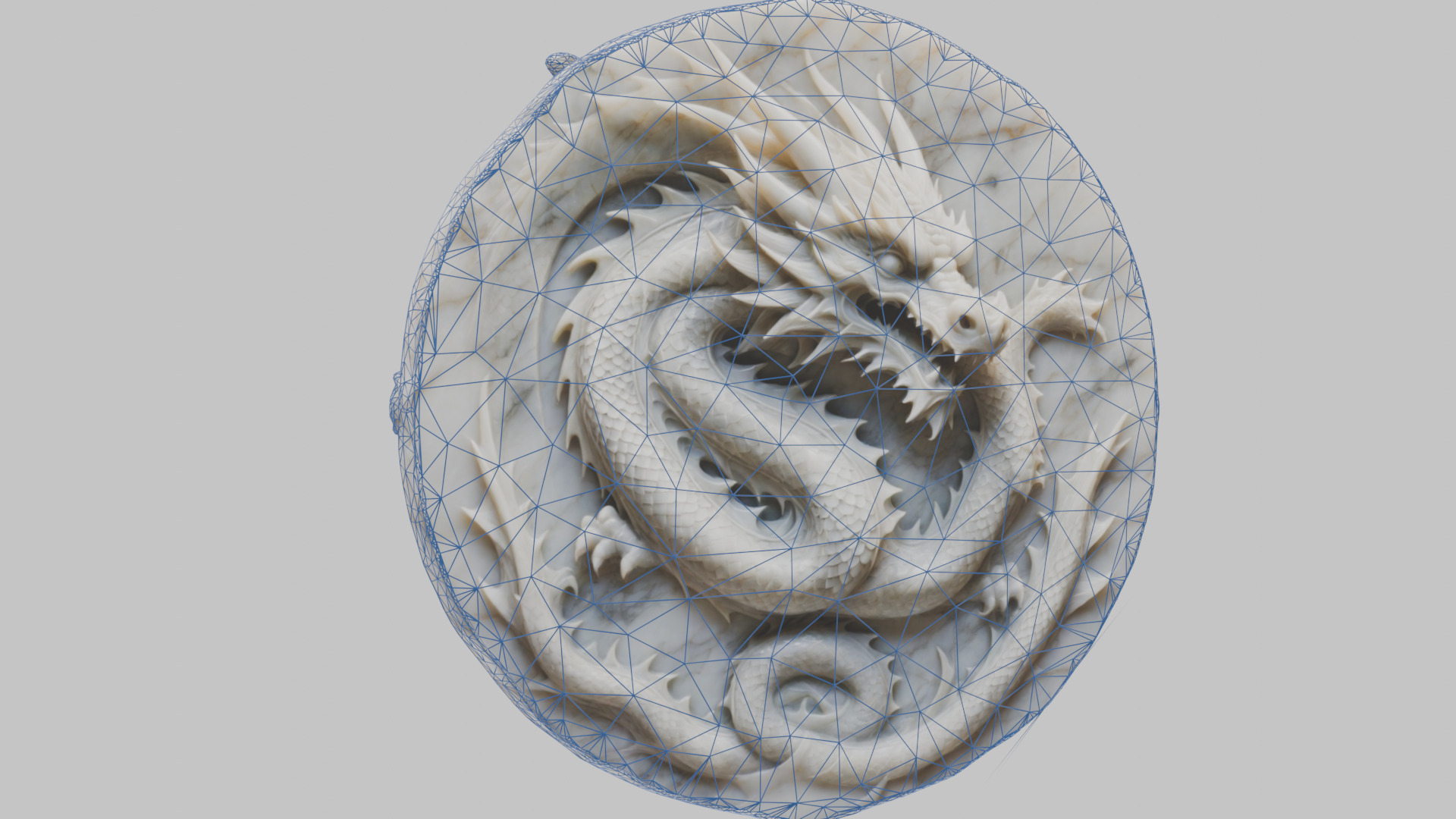 Medieval Dragon Head Bust Marble Sculpture Low-poly 3D model_59