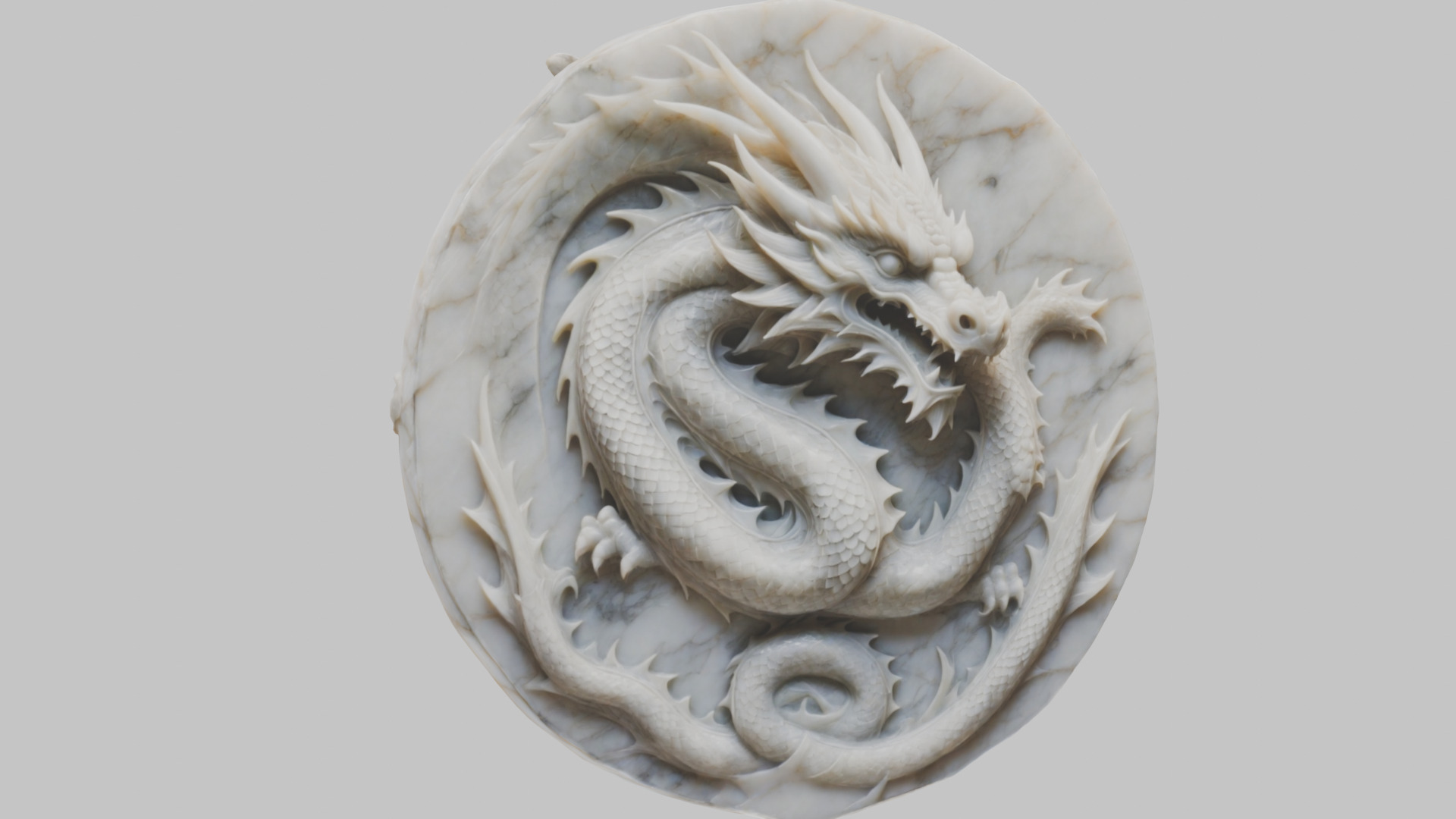 Medieval Dragon Head Bust Marble Sculpture Low-poly 3D model_38