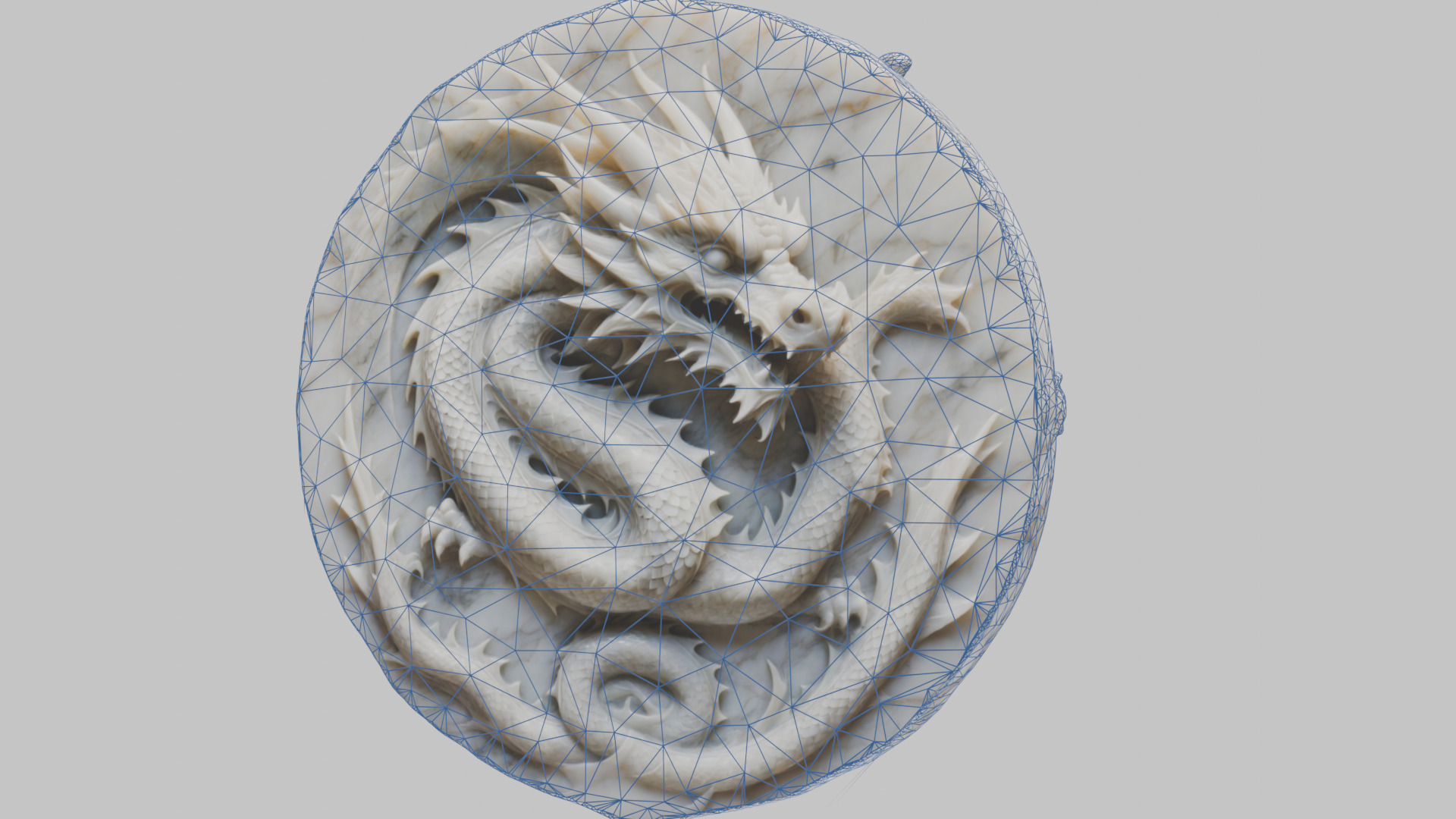 Medieval Dragon Head Bust Marble Sculpture Low-poly 3D model_55