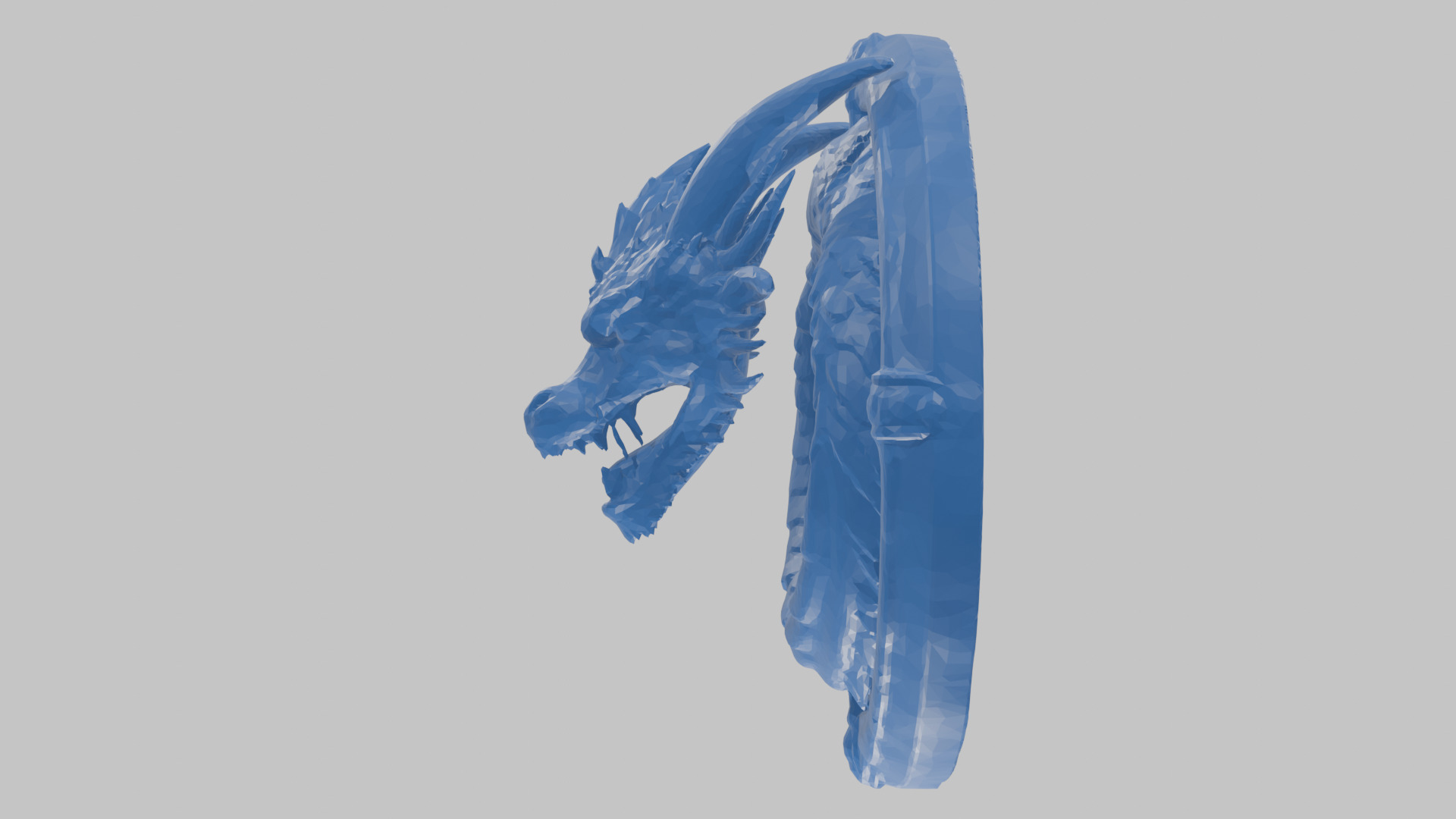 Medieval Dragon Head Bust Marble Sculpture Low-poly 3D model_72