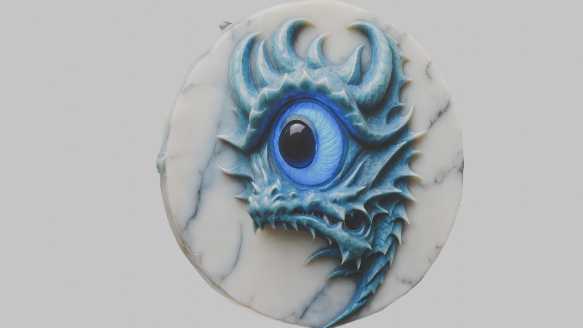 Medieval Dragon Head Bust Marble Sculpture Low-poly 3D model_15