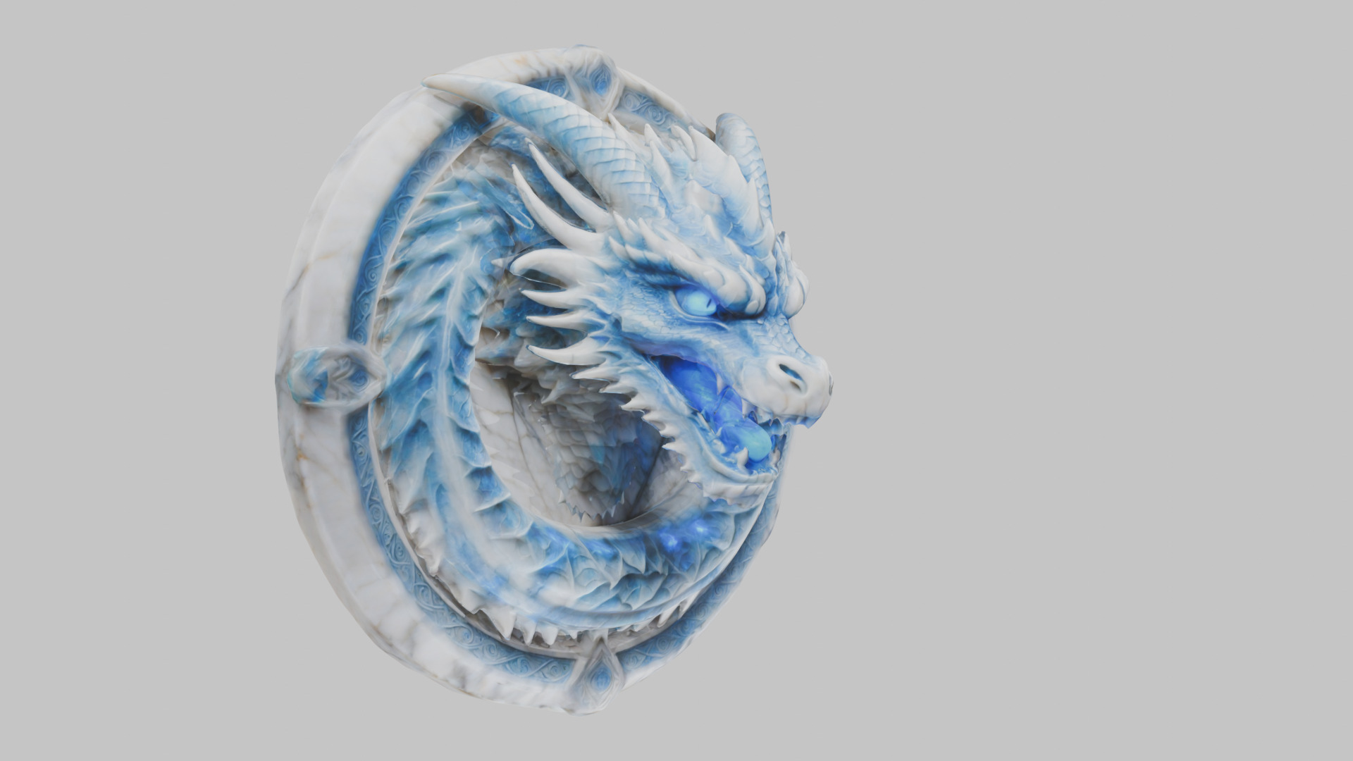 Medieval Dragon Head Bust Marble Sculpture Low-poly 3D model_11