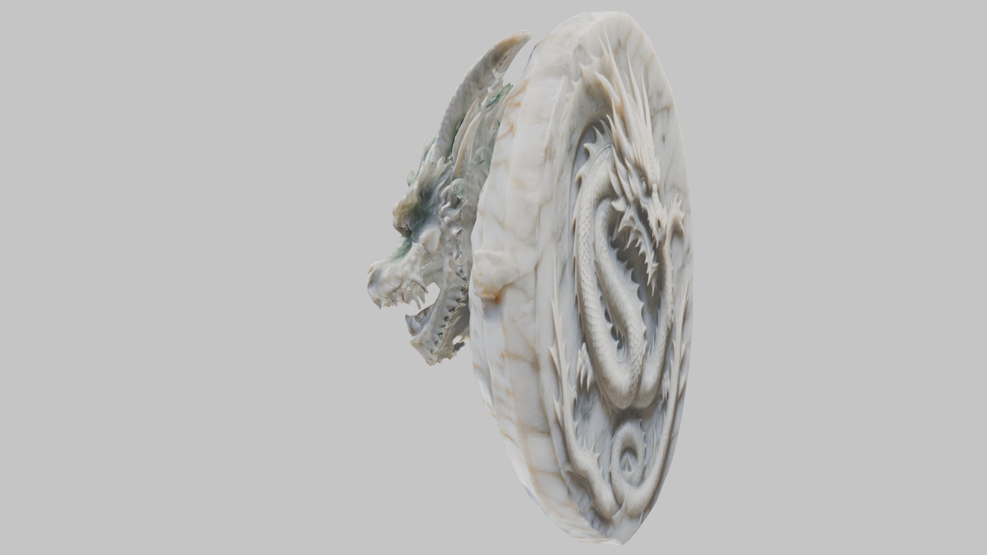 Medieval Dragon Head Bust Marble Sculpture Low-poly 3D model_44