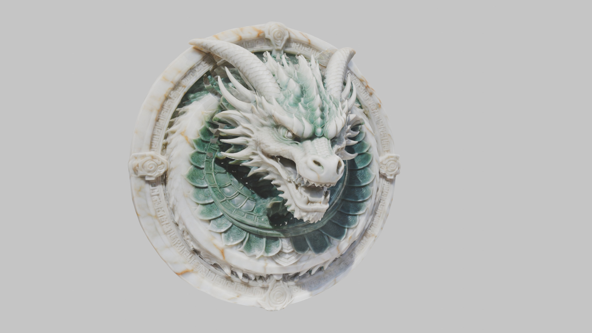 Medieval Dragon Head Bust Marble Sculpture Low-poly 3D model_32