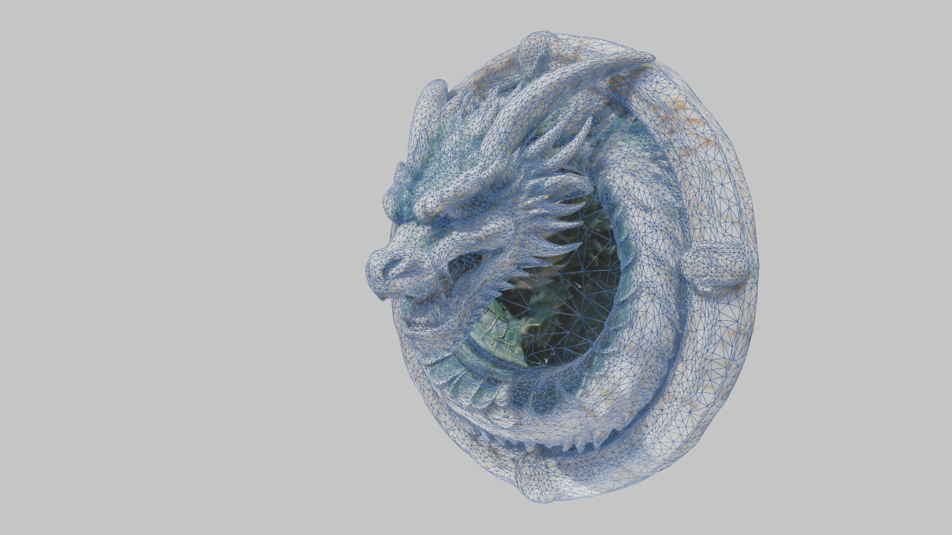 Medieval Dragon Head Bust Marble Sculpture Low-poly 3D model_61