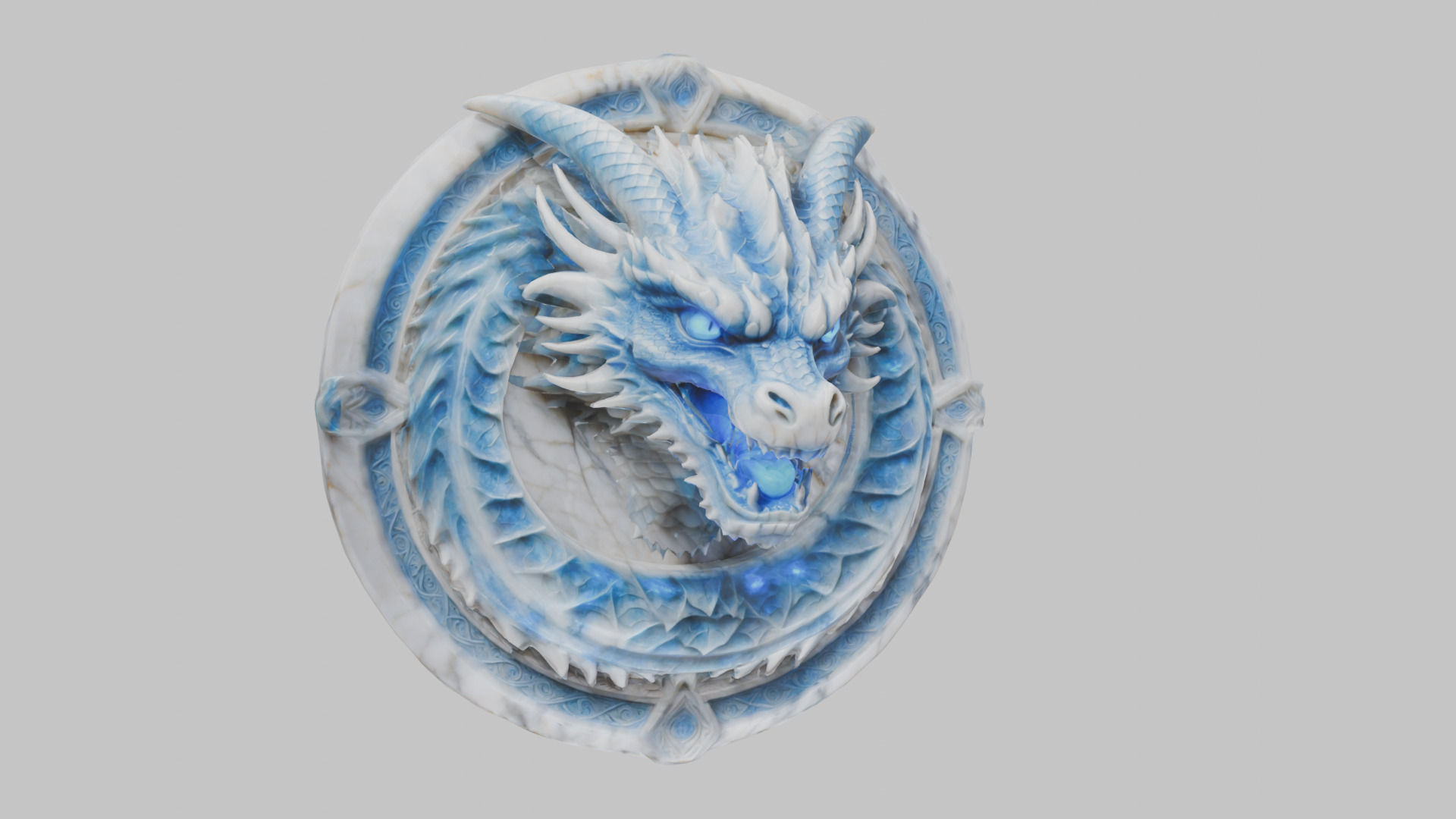 Medieval Dragon Head Bust Marble Sculpture Low-poly 3D model_12