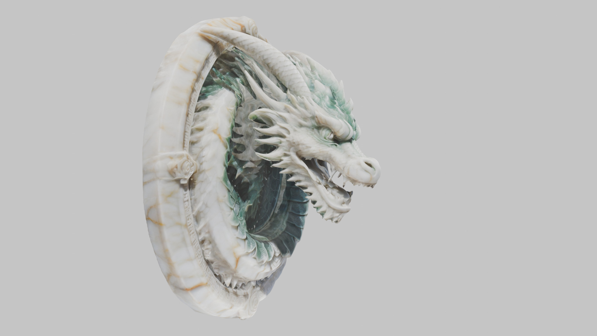 Medieval Dragon Head Bust Marble Sculpture Low-poly 3D model_33