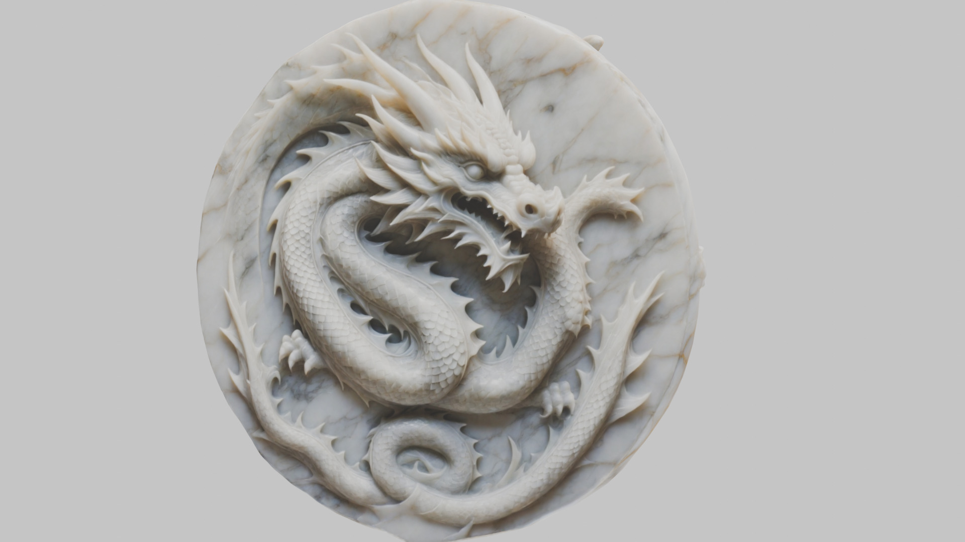 Medieval Dragon Head Bust Marble Sculpture Low-poly 3D model_37