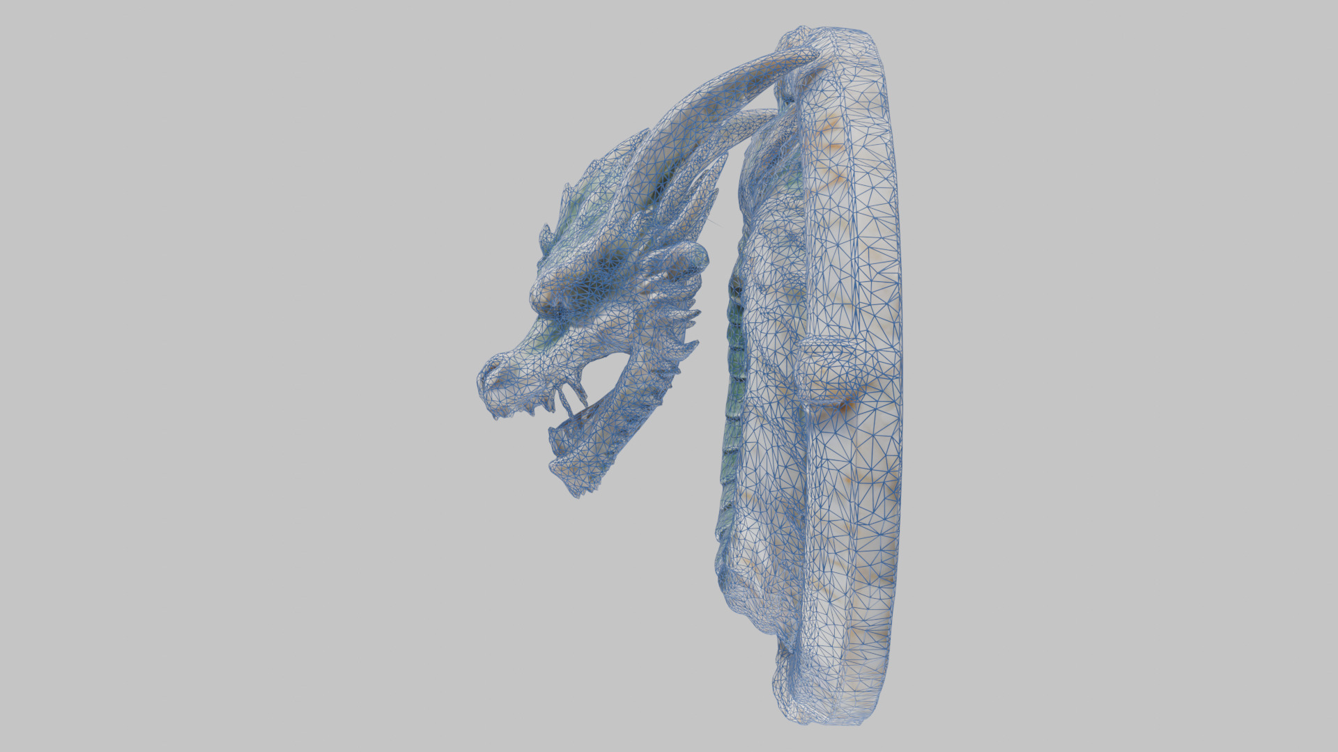 Medieval Dragon Head Bust Marble Sculpture Low-poly 3D model_48