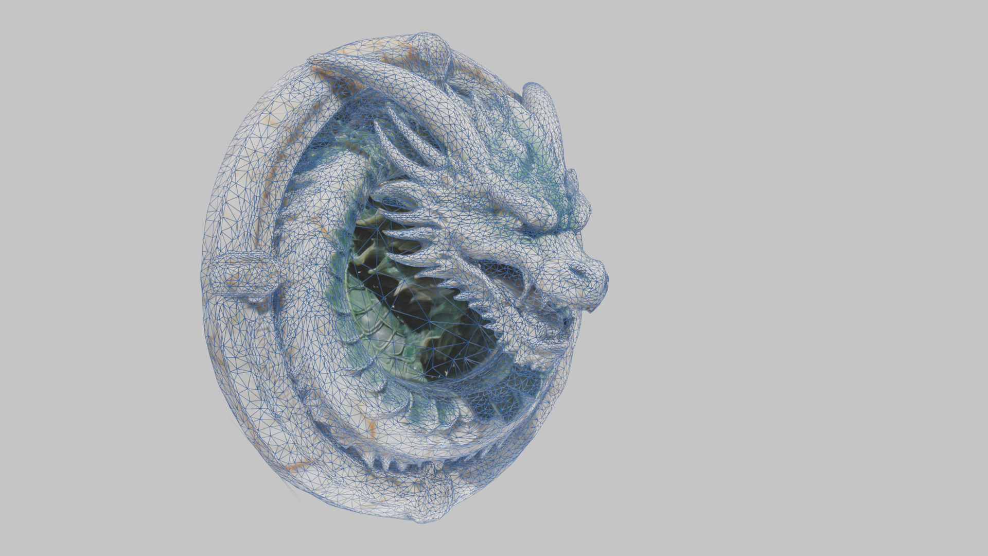 Medieval Dragon Head Bust Marble Sculpture Low-poly 3D model_54