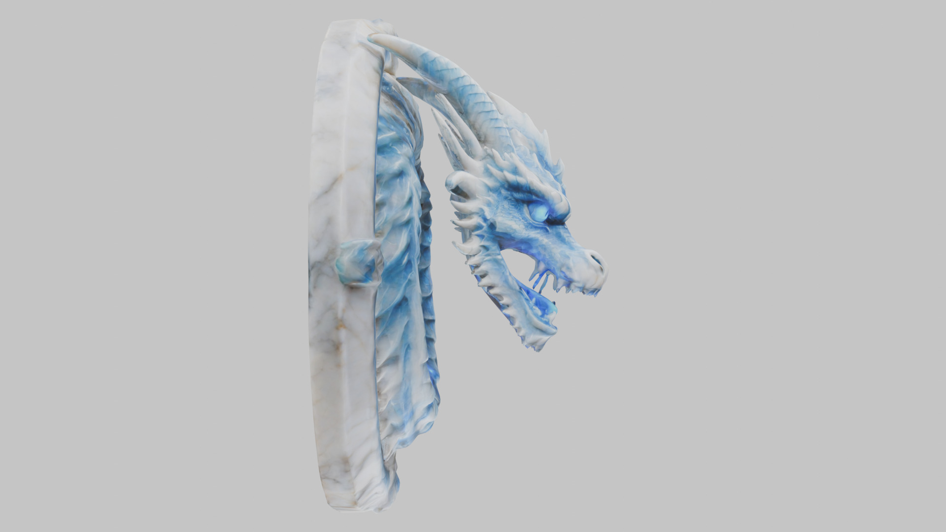 Medieval Dragon Head Bust Marble Sculpture Low-poly 3D model_6