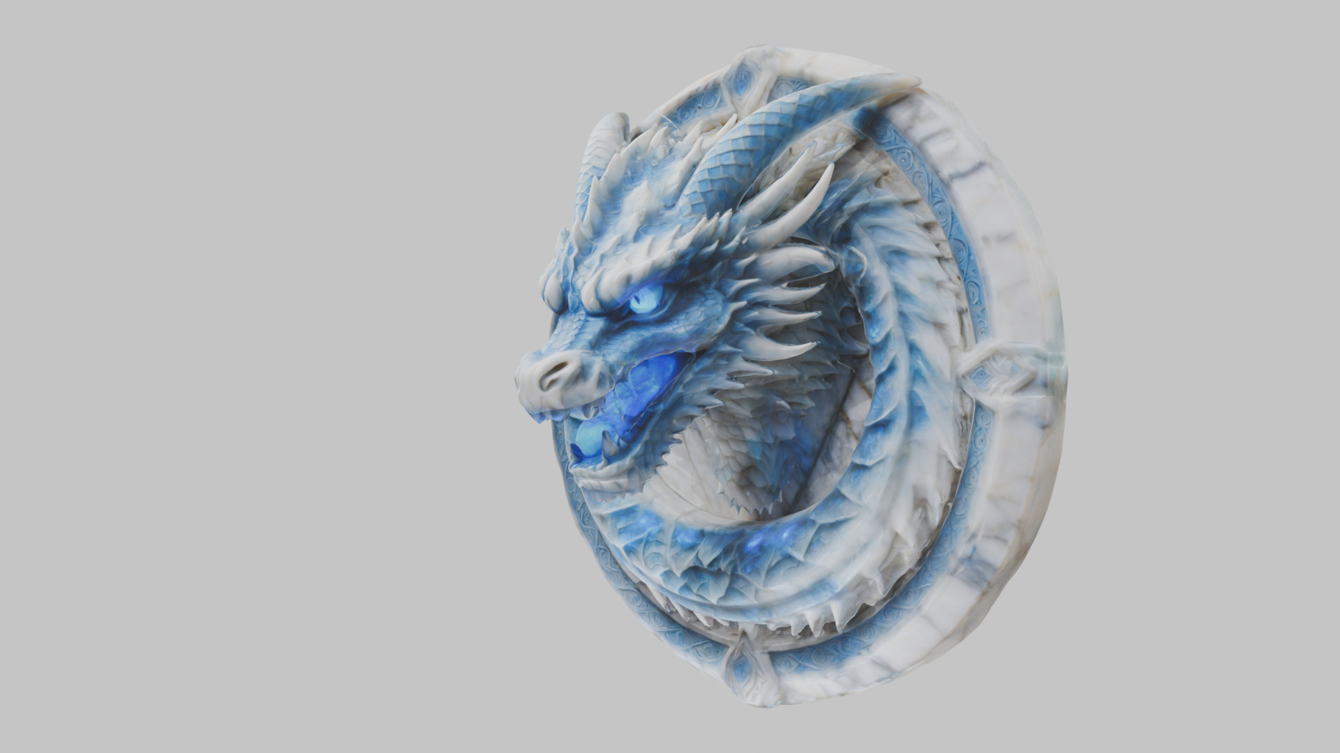 Medieval Dragon Head Bust Marble Sculpture Low-poly 3D model_3
